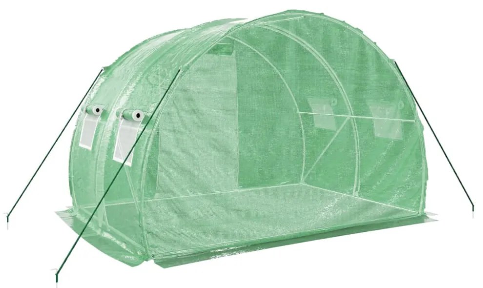 zöld acélvázas melegház 6 m² 3 x 2 x 2 m