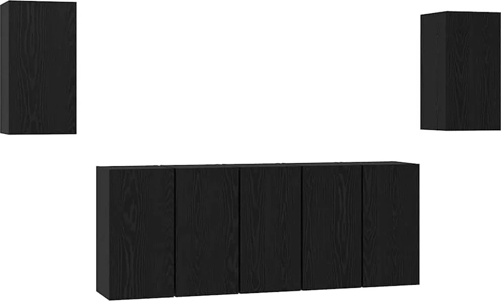vidaXL TV szekrény garnitúra 7 pcs Fekete tölgy 30,5 x 30 x 60 cm