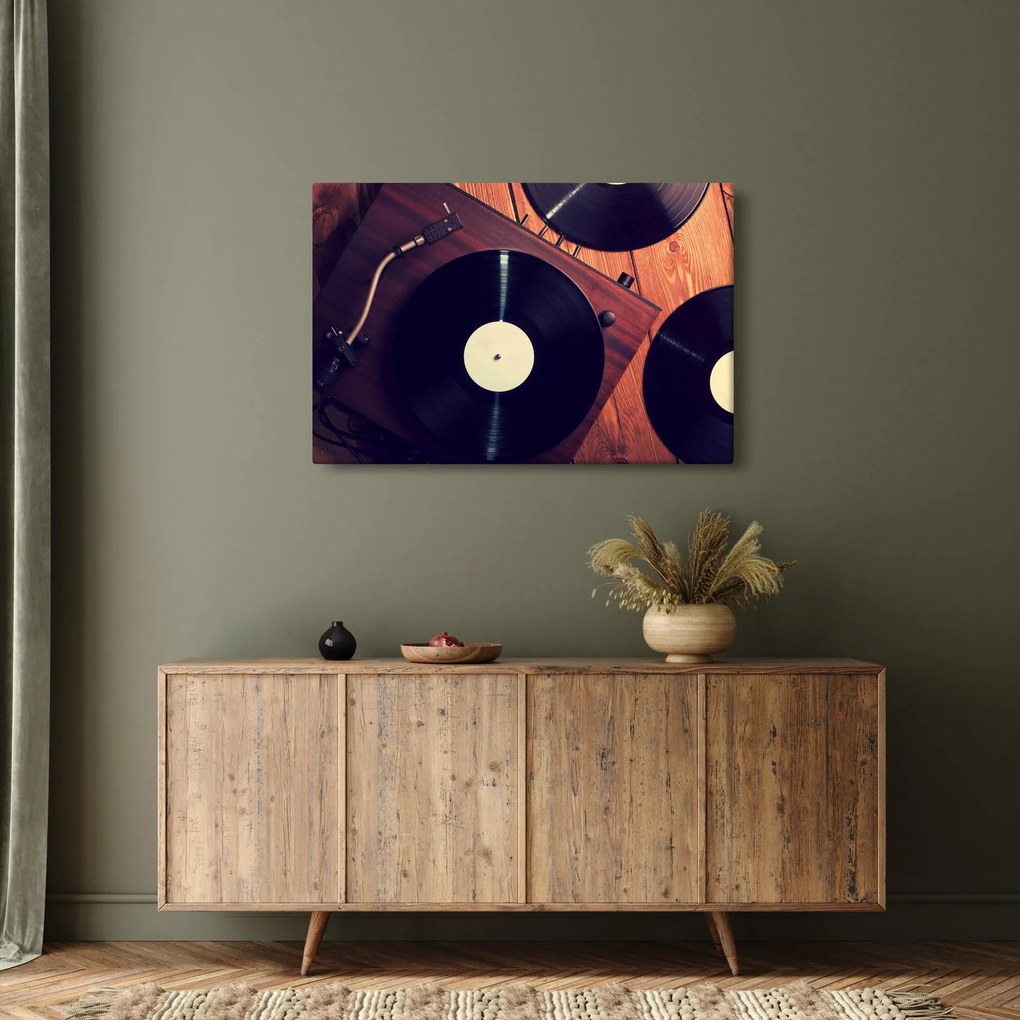 Gramofon lemezek képe (90x60 cm)