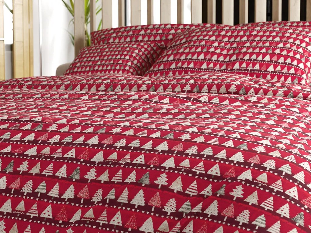 Pamut ágynemű BURGUNDY FÁK bordó színű Ágyneműhuzat mérete: 70 x 90 cm | 140 x 220 cm