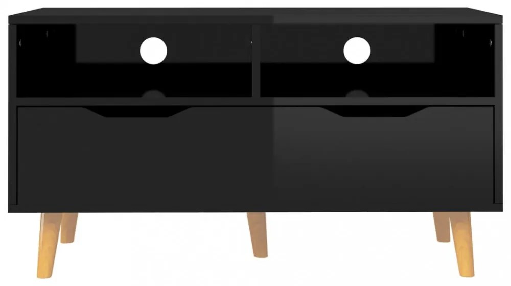 magasfényű fekete szerelt fa TV-szekrény 90 x 40 x 48,5 cm