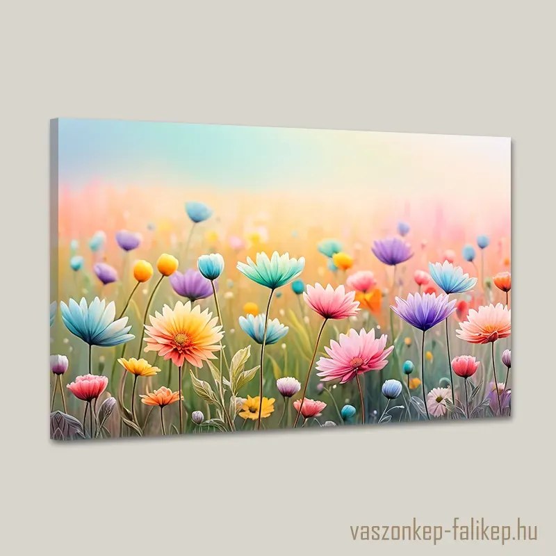 Színes virágok a réten 2 tájkép – természetes harmónia otthonra 60x40 cm
