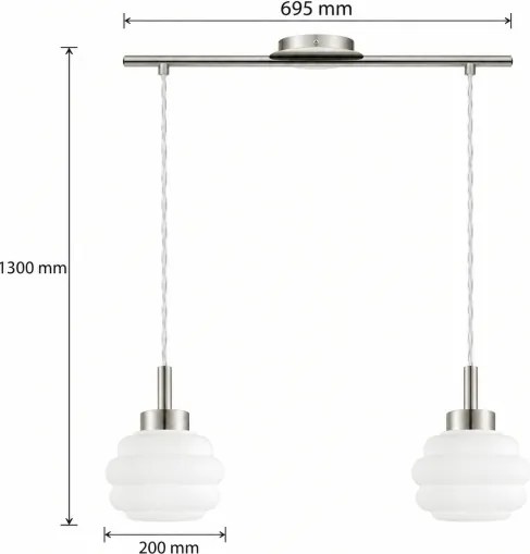 BRILAGI - LED csillár zsinóron RETRO GLASS 2xE27/60W/230V matt króm/fehér