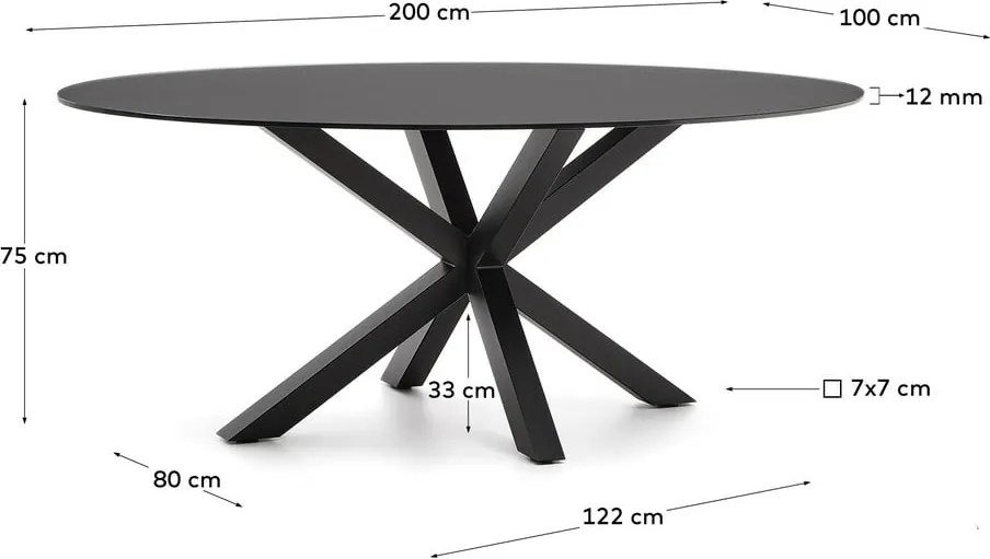 Étkezőasztal üveg asztallappal 100x200 cm Argo – Kave Home