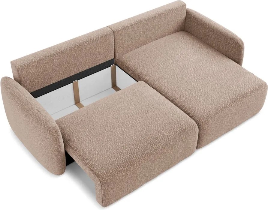Világosbarna kinyitható-tárolóhelyes sarokkanapé (jobb oldali) Kalena – Makamii