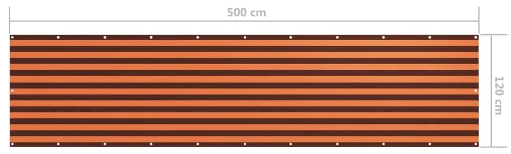 Narancssárga-barna oxford-szövet erkélyparaván 120 x 500 cm