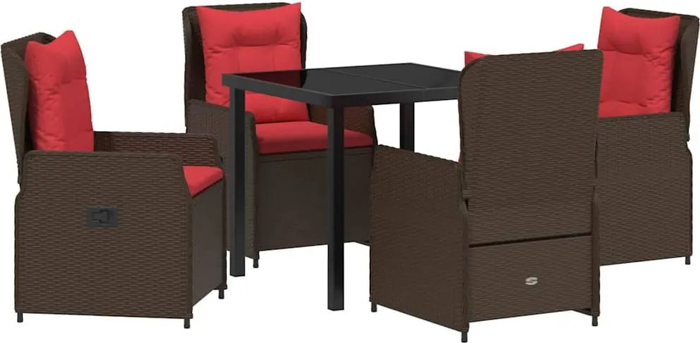 vidaXL Kert étkező szett 5 pcs Barna Poli rattan