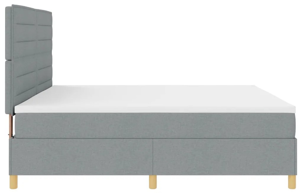 vidaXL Boxspring Ágy Matrac Világosszürke 200x200 cm Szövet