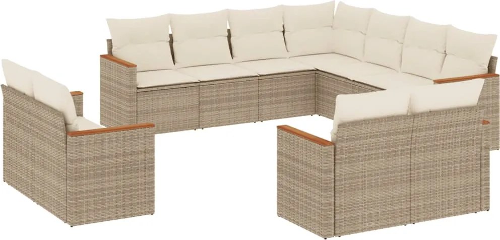 vidaXL 11 részes bézs polyrattan kerti ülőgarnitúra párnákkal