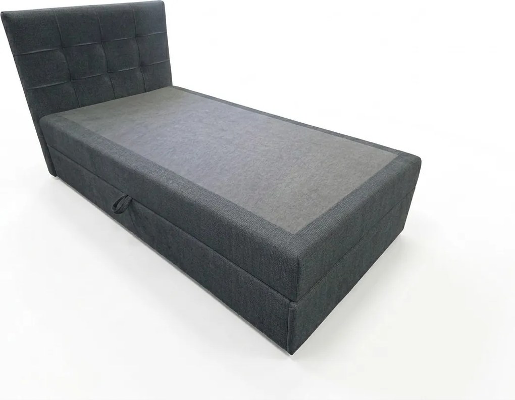 Kárpitozott boxspring ágy DIRELIS VIBE 90x200 cm sötétszürke Matrac: Bonell rugós matrac