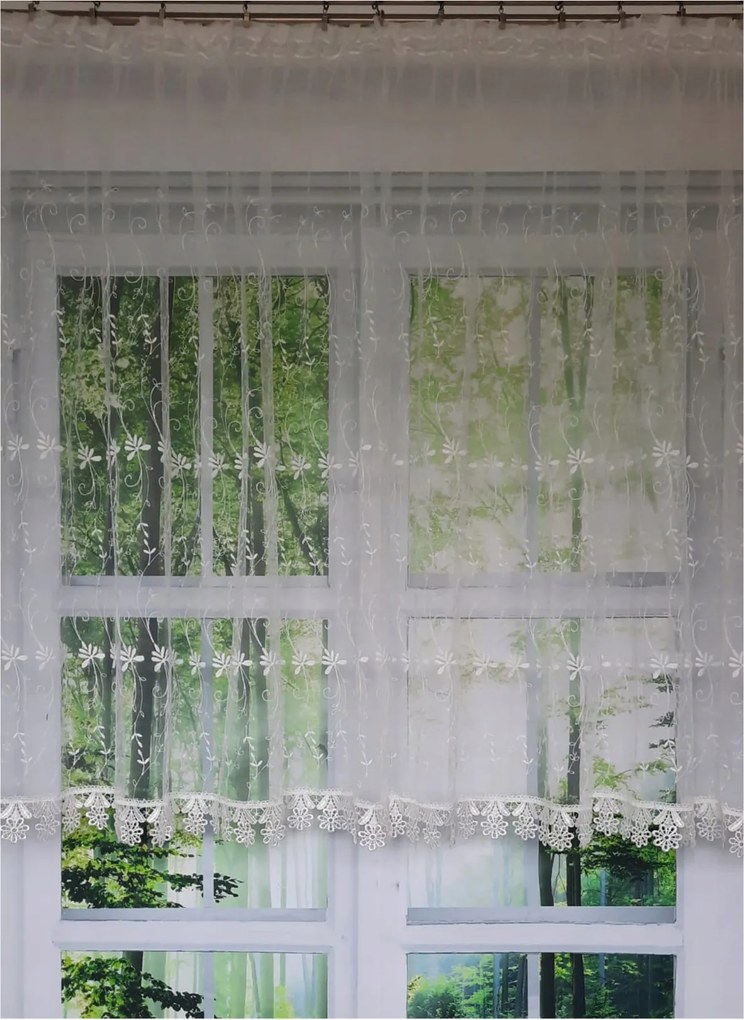 Kész függöny 300x130,mintás, ekrü , gipiura 8cm