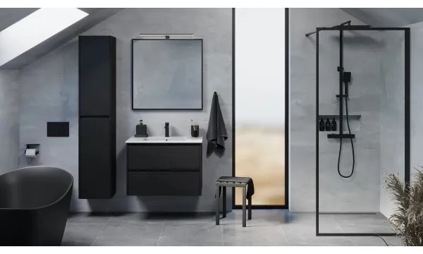 Fürdőszobai szekrény mosdóval MOLDE 80 cm fekete