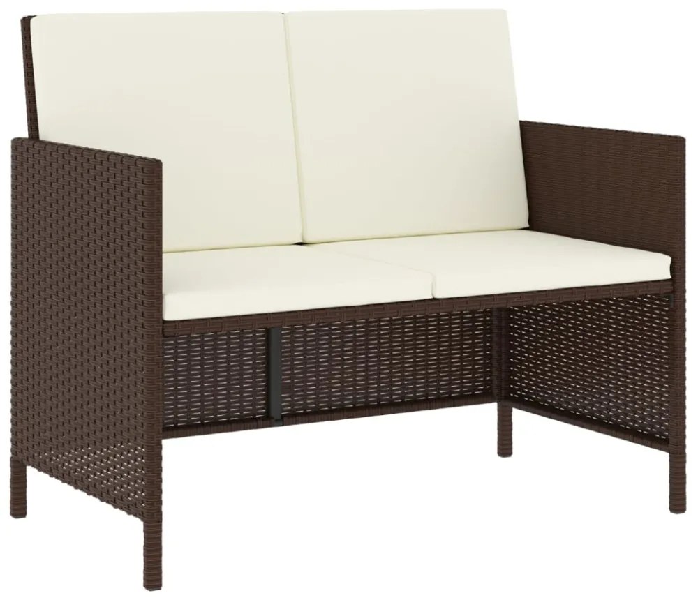 6 részes barna polyrattan kerti étkezőgarnitúra párnával