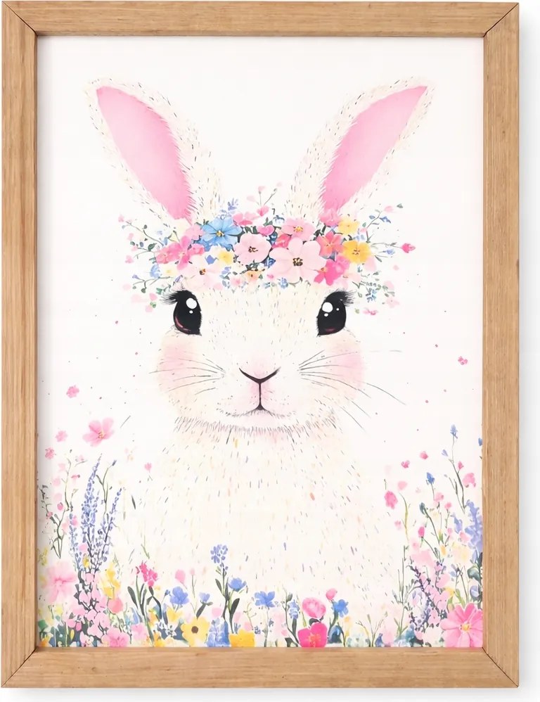 Kép Nyuszival Fehér Alapon Fali Dekoráció 40X30X1,5 Opa