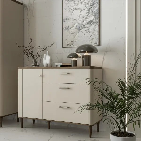 Fiókos komód VIRO barna/bézs