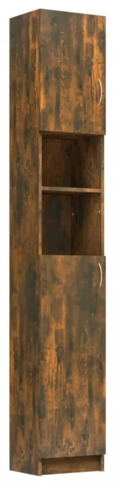 füstös tölgy színű szerelt fa fürdőszobaszekrény 32x25,5x190 cm