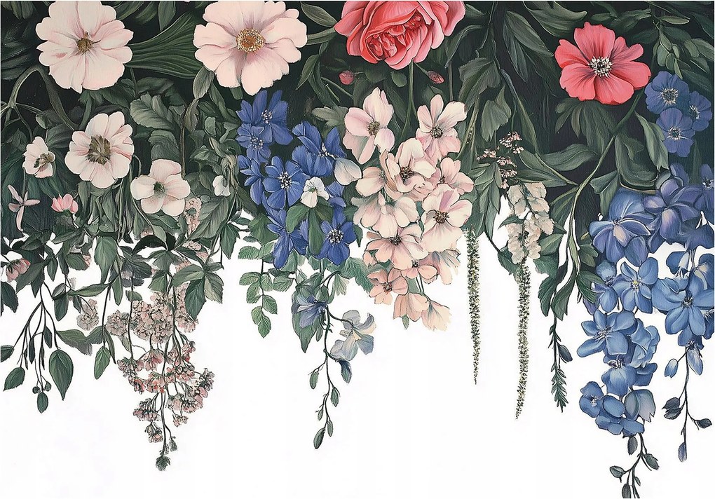 Fotótapéta levelek 3D Hatás virágok Modern elegáns nappali hálószoba Loft