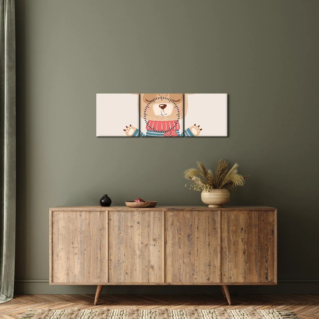 Kép - Bézs mackó koronával (órával) (90x30 cm)