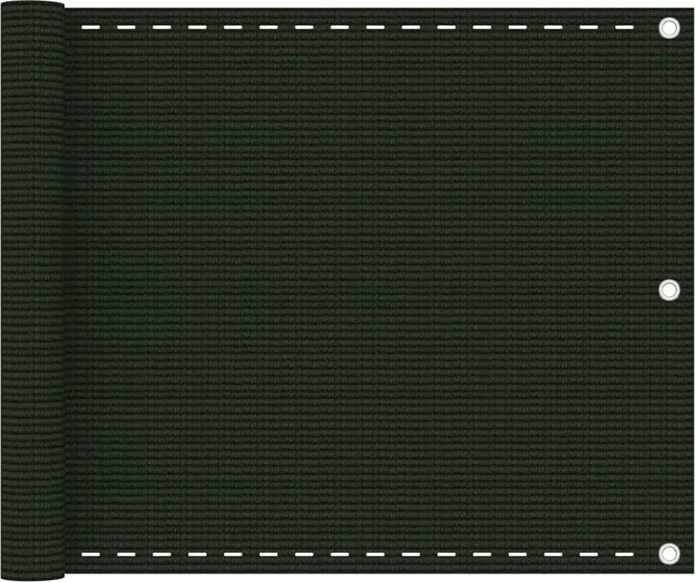 vidaXL sötétzöld HDPE erkélytakaró 75 x 500 cm
