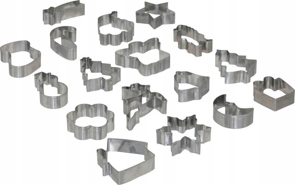 Mézeskalács Formák Szett 18 Db-os Rozsdamentes Acél Karácsonyi Ezüst