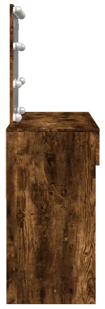 füstös tölgy színű fésülködőasztal LED-del 100 x 40 x 130 cm