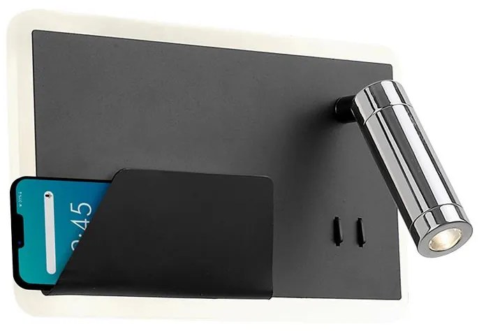 Klausen 141000 - LED Fali lámpa BOARD LED/7,8W/230V + LED/3W fekete/króm