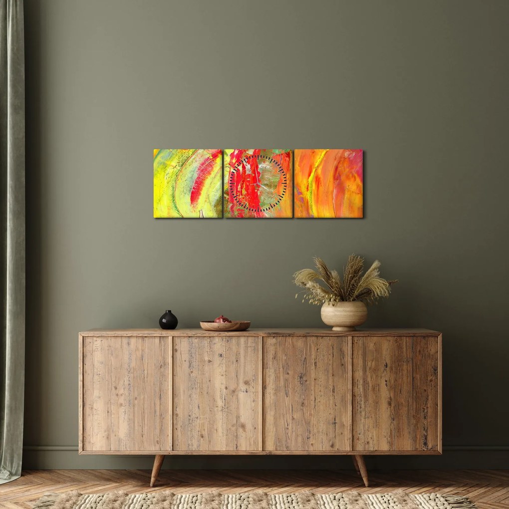 Absztrakció kép - festmény (órával) (90x30 cm)