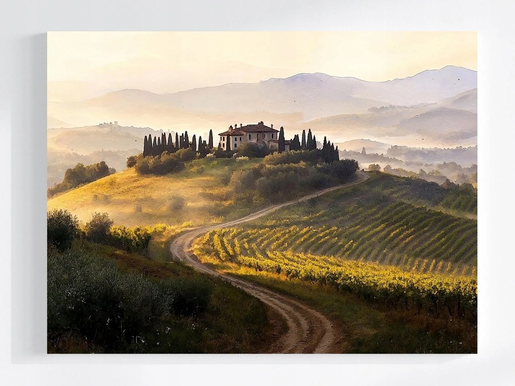Vászonkép Canvas Toszkána Olaszország Szőlő Táj Villa Ház 80x60