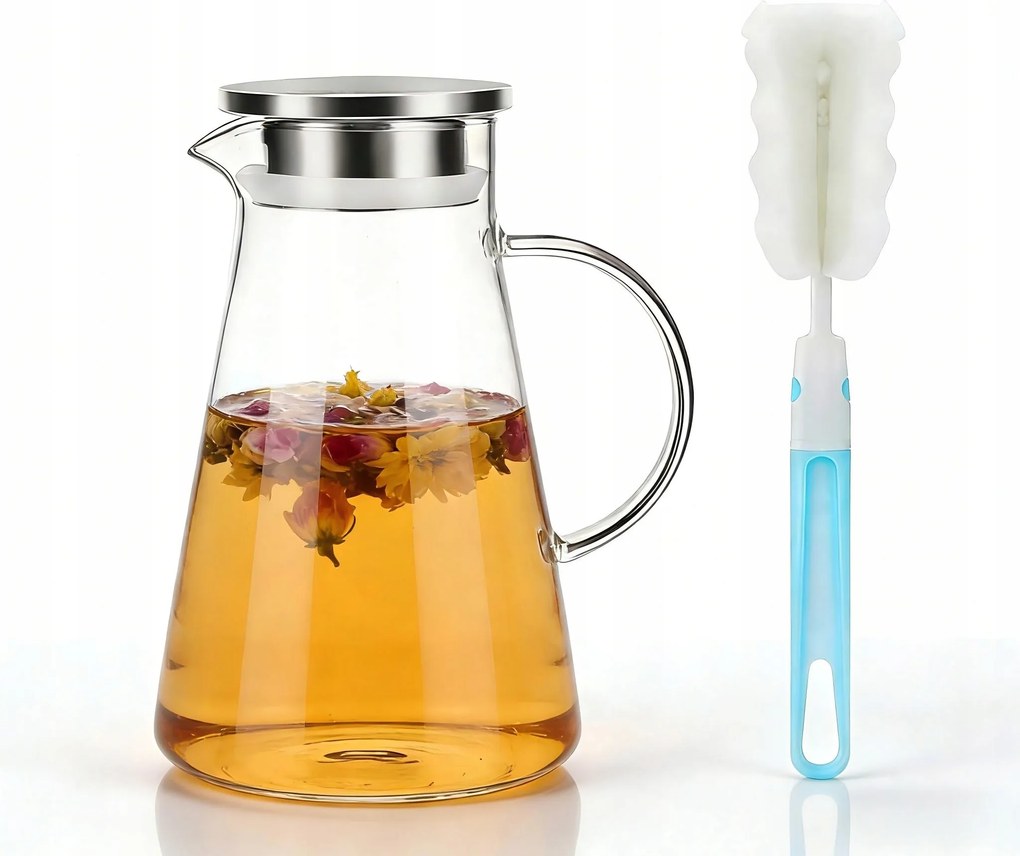 Italos kancsó víz limonádé gyümölcslé italokhoz üveg fedővel 2L