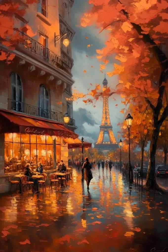 Canvas Vászonkép Párizs Eiffel-torony Ősz Naplemente 80x120