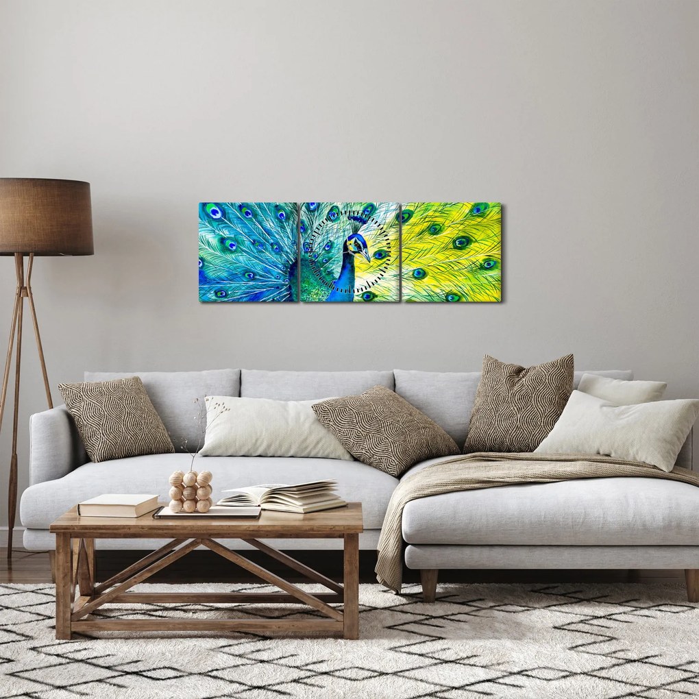 Páva képe (órával) (90x30 cm)