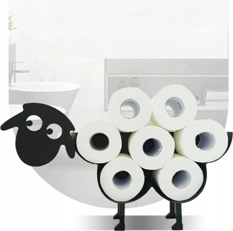 Wc-papír Tartó Állvány Bárány Kos Fekete Fém Több Tekercs