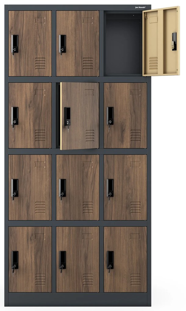 Zárható szekrény MARCIN, 900 x 1850 x 400 mm, Eco Design: antracit/dió