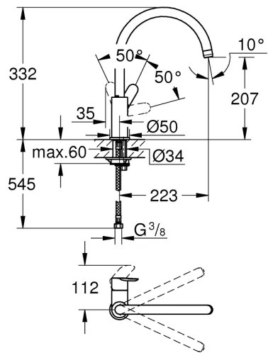 GROHE 31367001 - Mosogató csaptelep BAUEDGE 332 mm fényes króm