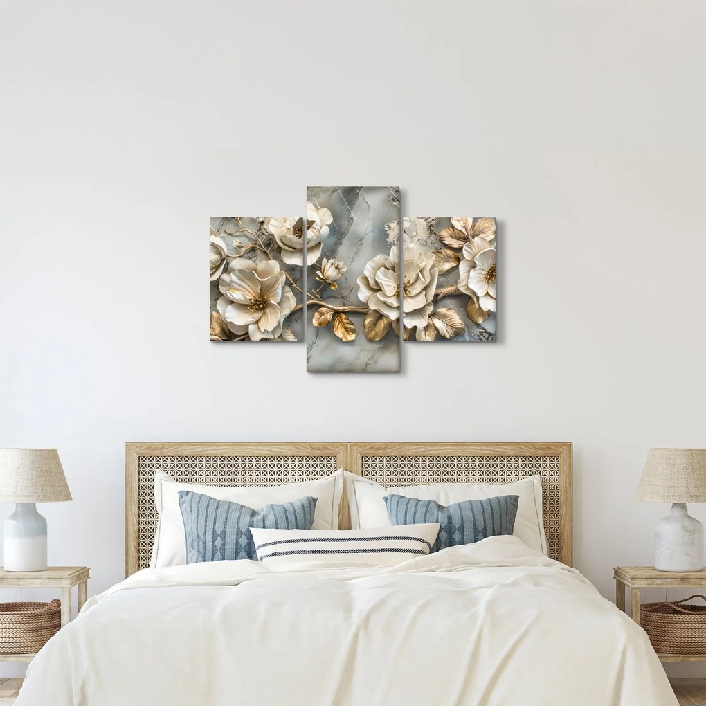 Kép - Márvány háttér virágokkal (90x60 cm)