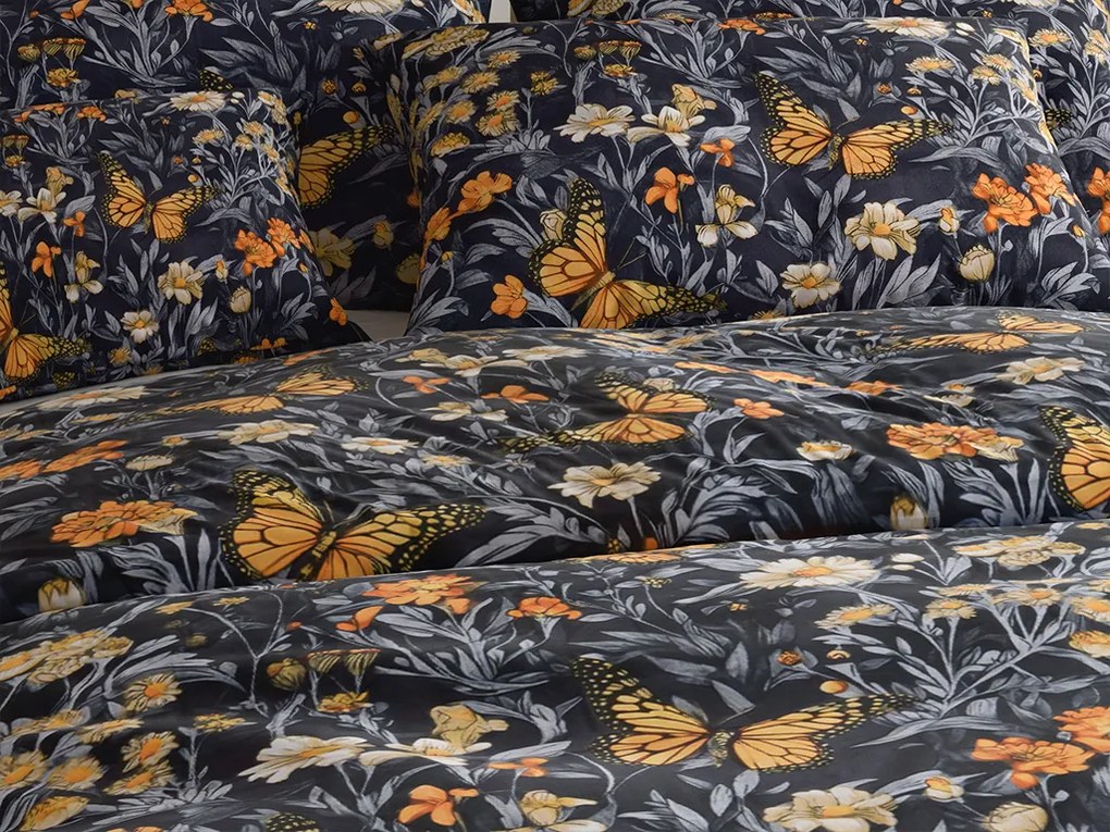 Mikroszálas ágyneműhuzat BUTTERFLY GARDEN kék-szürke Ágyneműhuzat mérete: 70 x 90 cm | 140 x 200 cm