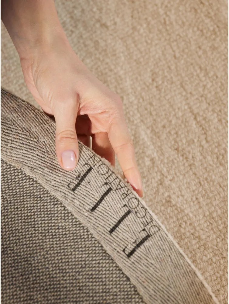 Natúr színű kézi szövésű gyapjú kerek szőnyeg ø 200 cm Puristic Knots – Elle Decoration