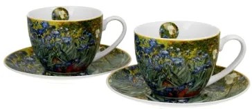 Porcelán csésze aljjal két személyes szett díszdobozban Van Gogh Íriszek