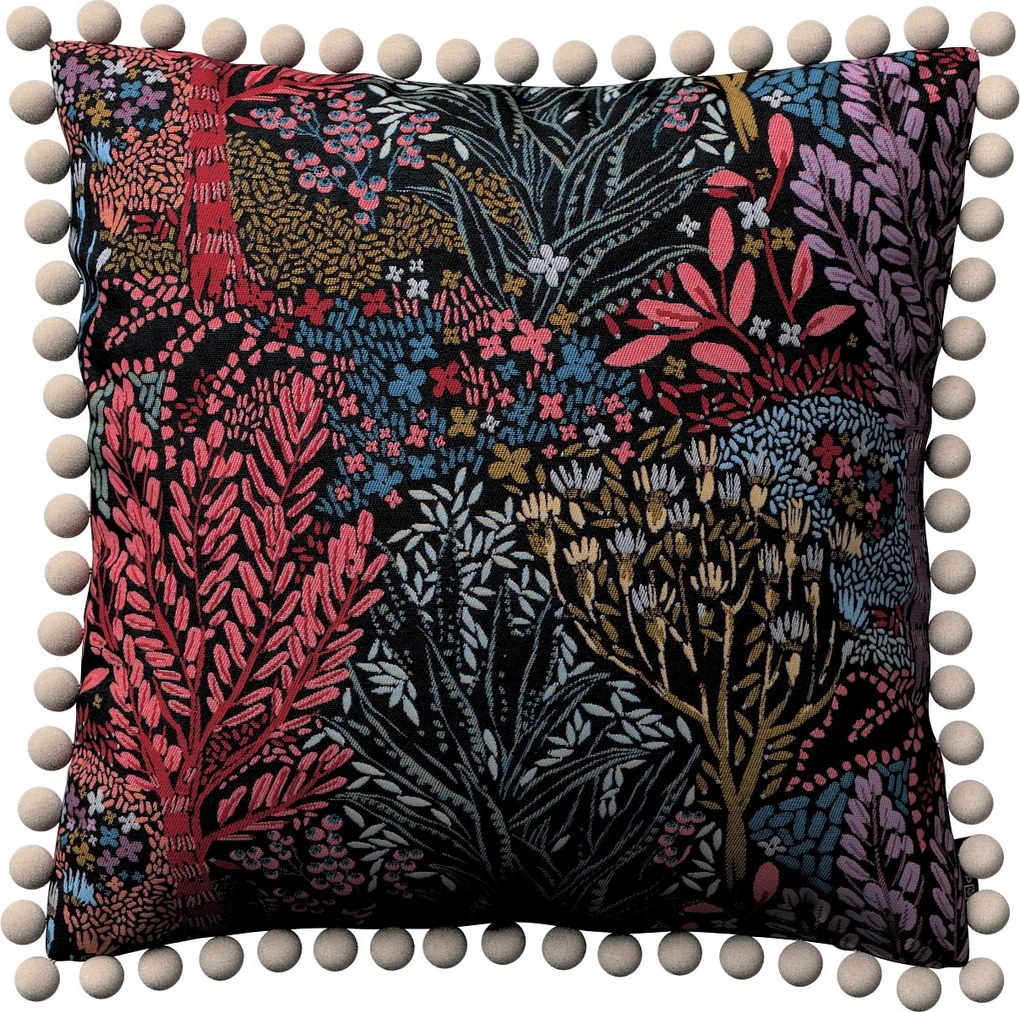 Párnahuzat 45x45 színes növények fekete alapon