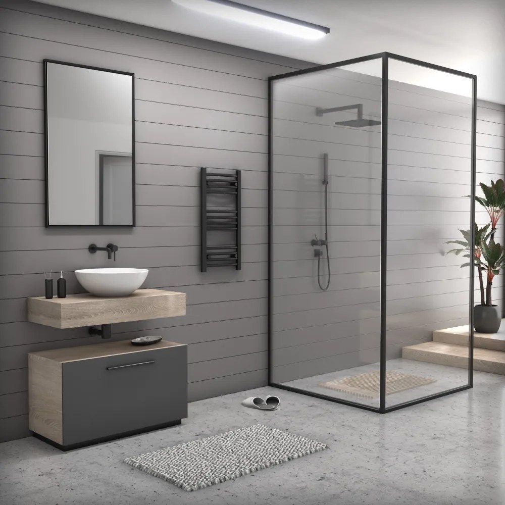 Fekete 400x800mm törölközőszárítós fürdőszobai radiátor Welland Lux | Készletről | Gyors kiszállítással