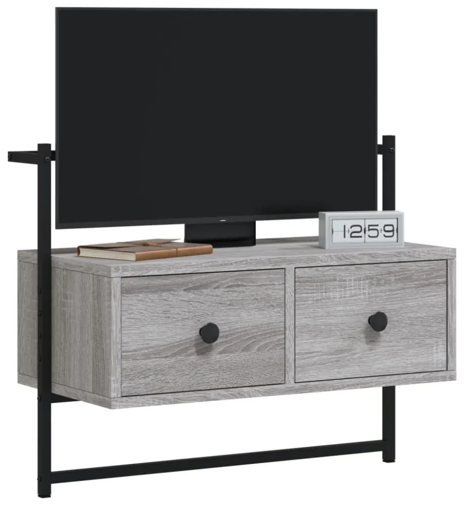 szürke sonoma szerelt fa fali TV szekrény 60,5 x 30 x 51 cm