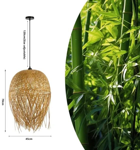 Immax 08271L - Csillár zsinóron HILO 1xE27/40W/230V átm. 45 cm bambusz