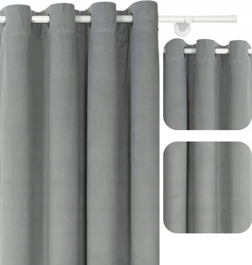 Velúr Függöny Átvezetőkkel 140x280 Szürke Kész Függöny A Nappaliba