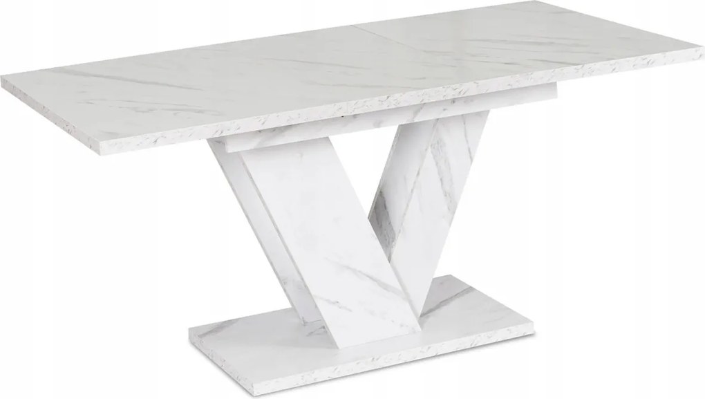 Bővíthető étkezőasztal 120–160 cm fehér márvány hatású kivitelben - CLARK