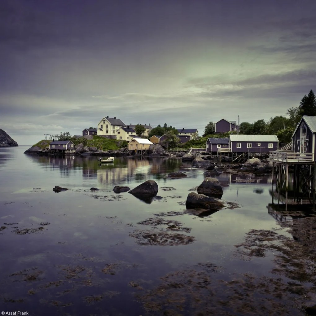 Poszter 20x20cm Norvég fjord partvonal, Assaf Frank