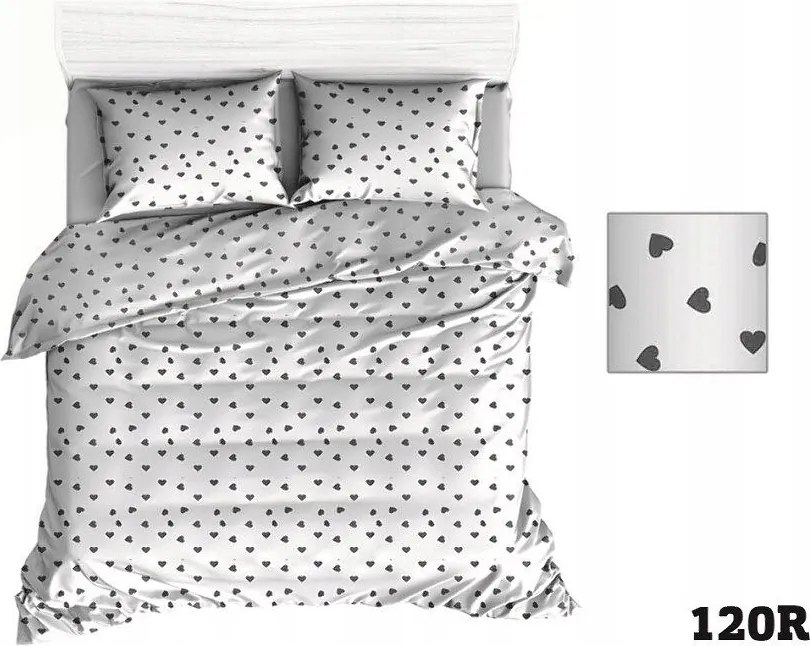Pamut ágyneműhuzat 90x120 cm fehér szívecskés mintával