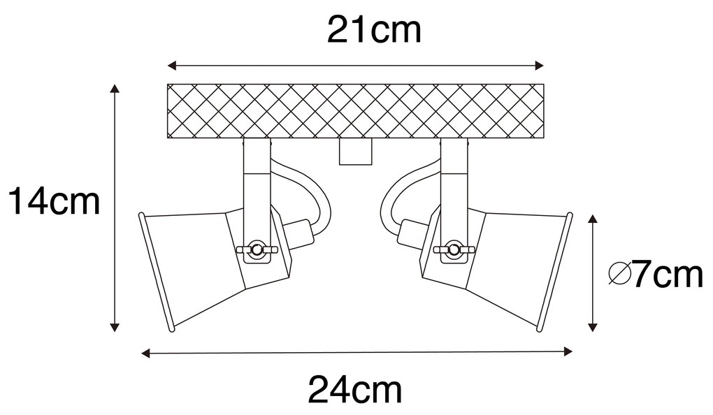 Country spotlámpa fekete fa 2-lámpás állítható - Jelle