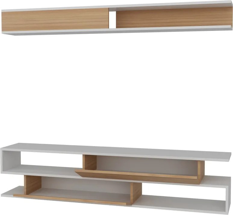 Sims TV-állvány, fehér-teak, 176 cm