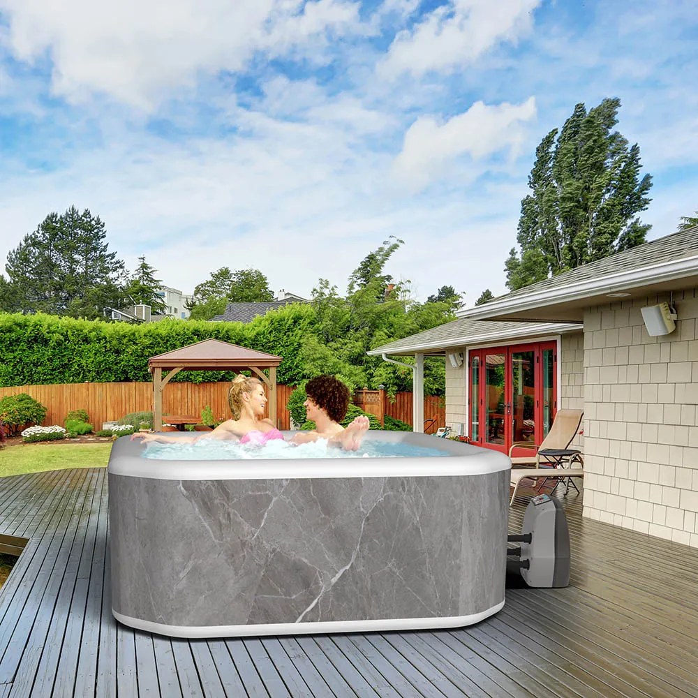 Avenli Philly szürke márvány mintás felfújható pezsgőfürdő, 210 × 210 × 70 cm, 1300 l