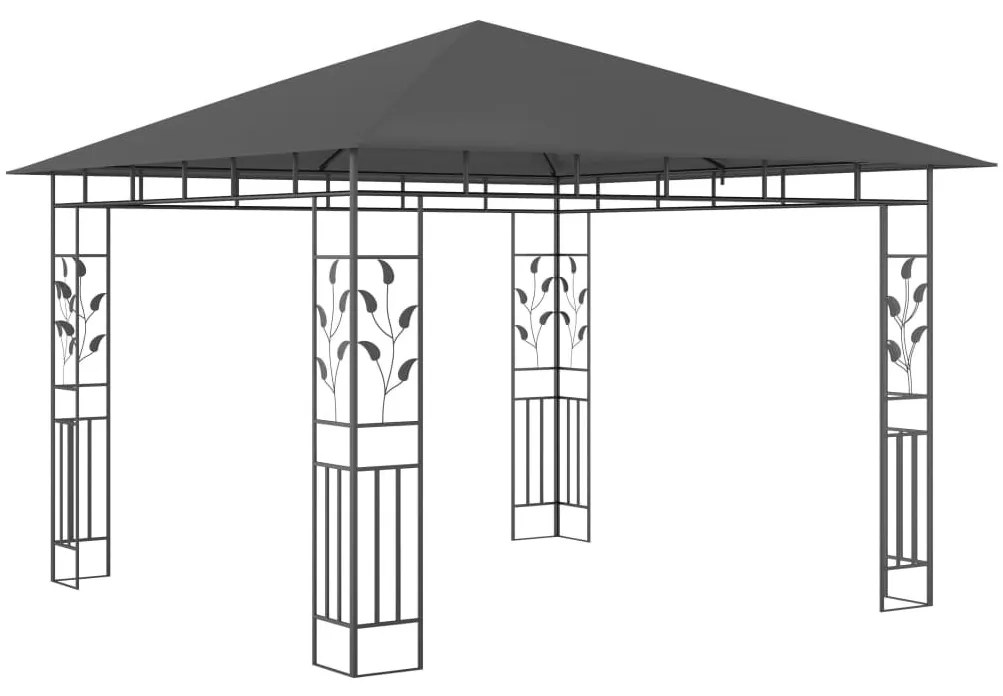 Antracitszürke pavilon szúnyoghálóval 3 x 3 x 2,73 m 180 g/m²